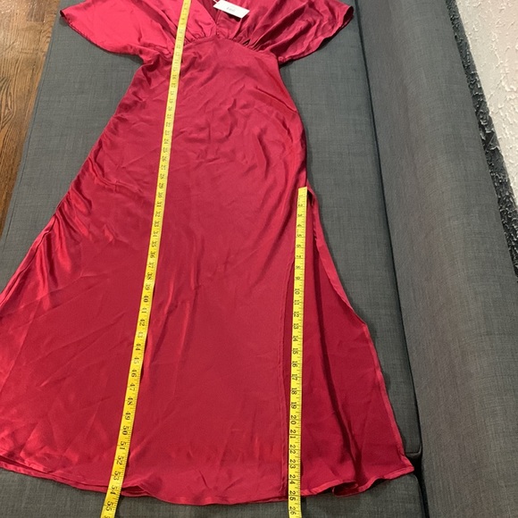 Petal and Pup Dress NWT Flawed Ricki Maxi Ruby Wine Small Satin Butterfly Sleeve - Picture 15 of 17